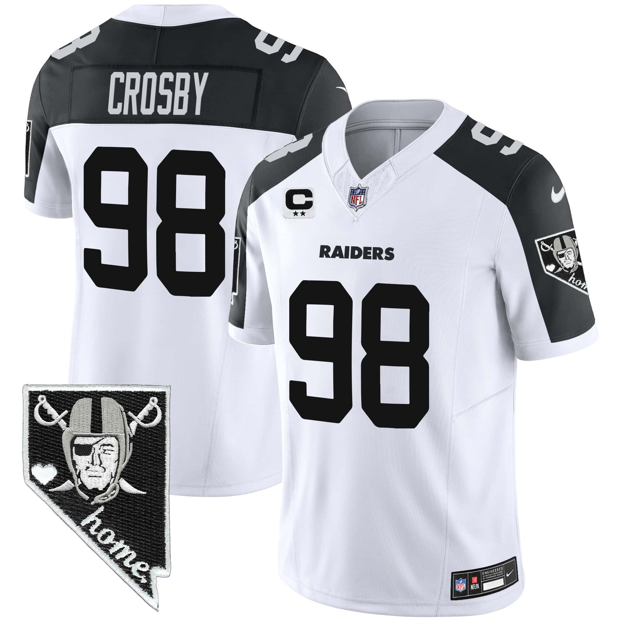 Men Oakland Raiders #98 Crosby White 2024 Nike Nevada Home Patch Vapor NFL Jersey style 1->indianapolis colts->NFL Jersey